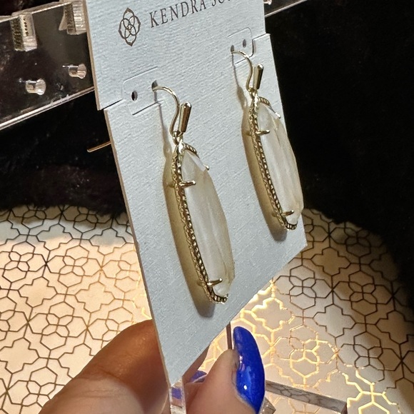 EUC Layla Gold & White Drop Earrings - Picture 5 of 7